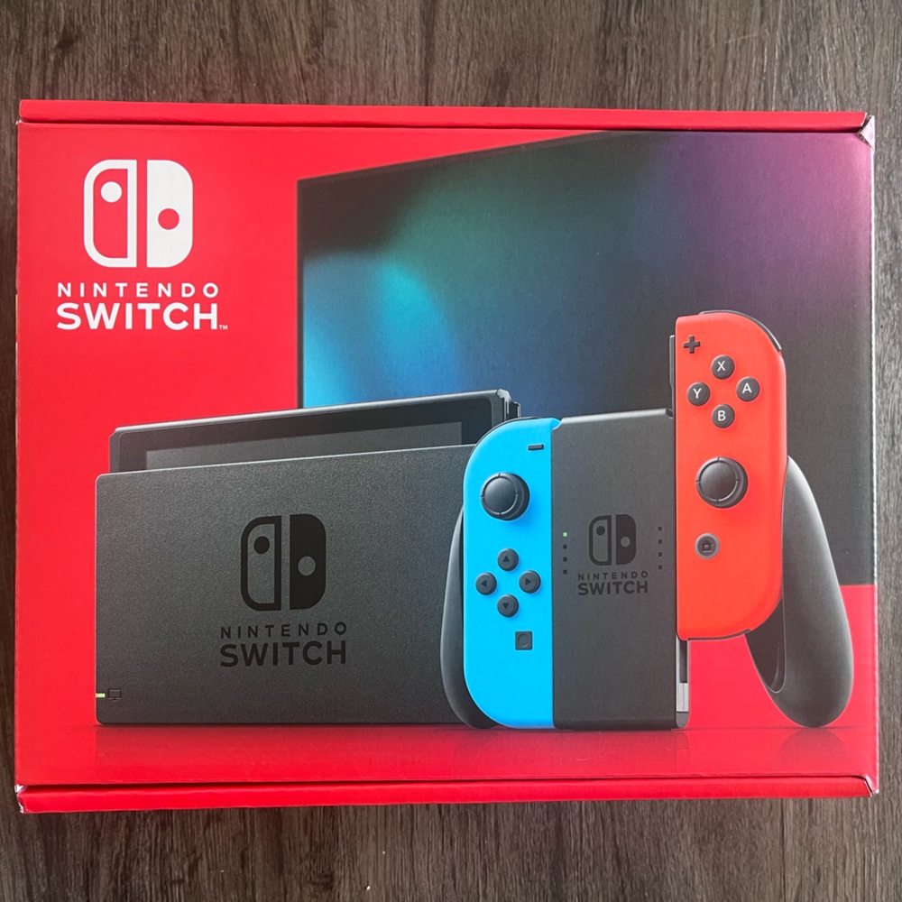 Nintendo Switch with Blue and Red Joy-Con